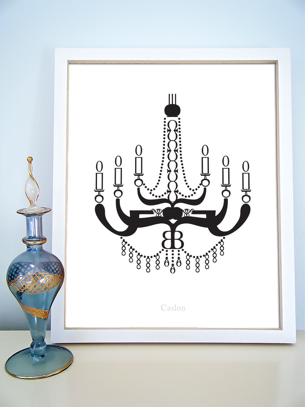 Chandelier Created From Type Characters - Art Print - Caslon Typeface - 8 x 10 Wall Decor