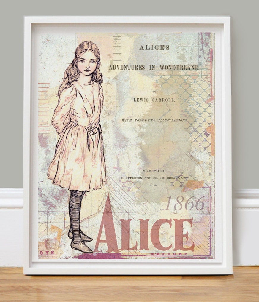 Alice in Wonderland - Mixed Media Art - Fairytale Art  - 11x14