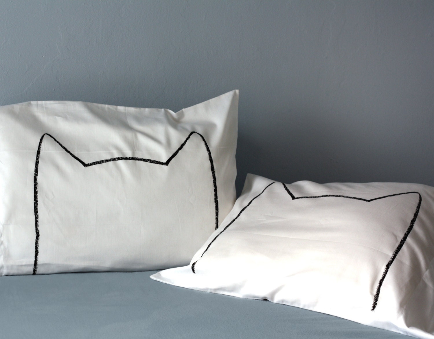 His, Hers Cat Nap Pillowcases, Standard Size 300TC pillow case set, as seen in Your Cat Magazine & DailyCandy, gift for cat lady