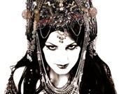 Headdress, High Priestess, Lunar, Moon, Indonesia, Goddess, Bali, Bellydance, Costume,  Indian,Tribal, Nouveau, Gothic, Dark Fusion Boutique