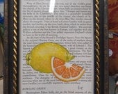 Oranges and Lemons Say the Bells of St. Clement's original painting on vintage 1937 book page framed England British Church