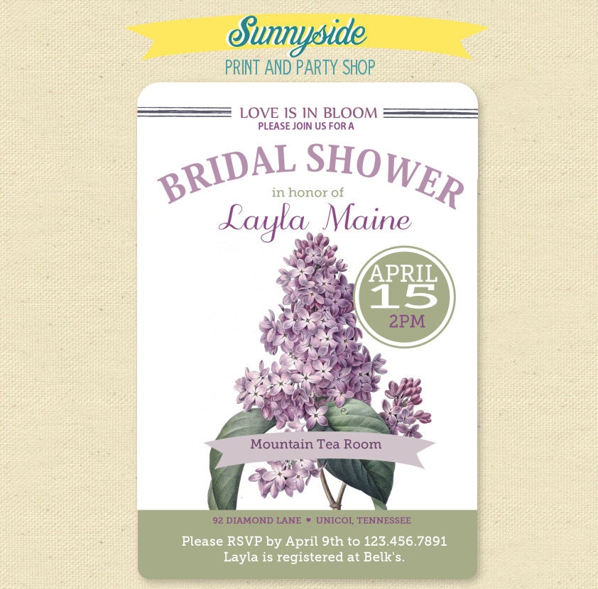 IN BLOOM Lilacs Vintage Floral Garden Invitation - Baby / Bridal Shower Il_570xn