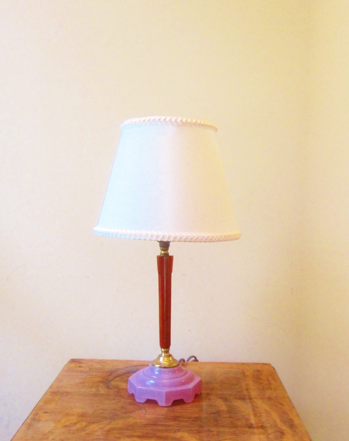 Vintage Table Bedside Lamps DECO Amber and Lilac Set of 2 1930s