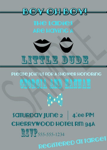 Two Moms Having a Baby Boy - Personalized, Printable Little Man Baby Shower Invitation - BSD4000-BSD4004 Il_570xn
