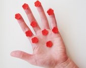 Crochet Flower Appliques, Tiny Small Cute Flowers, Motifs, Juicy Orange, Set of 10, Embellishments, Scrapbooking, Party Decorations