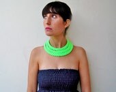The triple braid necklace - handmade in neon green fabric
