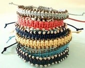 Custom Boho Macrame Beaded Arm Candy - Spring & Summer Cotton Cord Colorful Adjustable Bracelet in Silver or Brass - You choose the colors