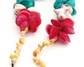 Vintage Puka Shell Necklace - Red, Green/Blue, Beach, Sand, Shells, Clam, Ocean, Sea, Summer, Spring, Mother's Day - OOAK - FREE SHIPPING