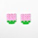 Spring Flower Buttons, Perler Bead, Pink Craft Buttons