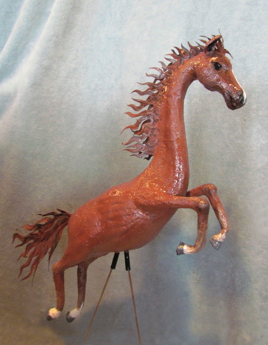 Horse Flamingo - handmade, garden art horse sculpture created from a recycled plastic flamingo.