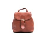 Vintage 90s Brown Leather Backpack // Small