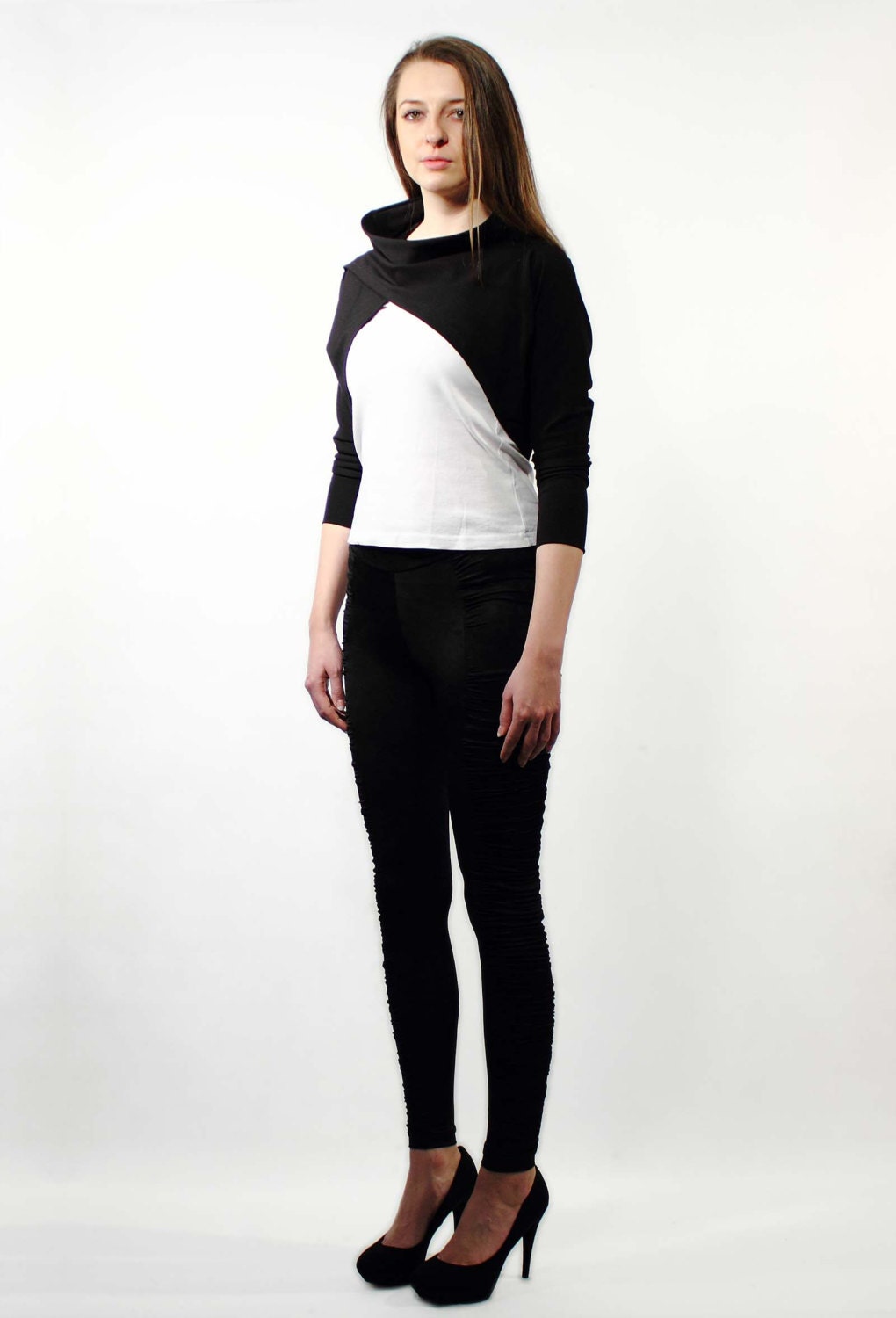Black bolero shrug, 3/4 sleeves shrug, Boat neck, Womens fashion, Modern