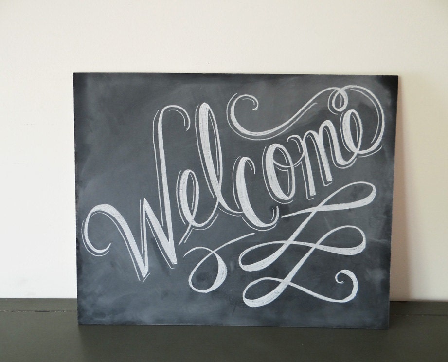 READY TO SHIP -  Welcome Sign - Welcome Chalkboard - Wedding Chalkboard - 16 x 20 Hand Painted Sign