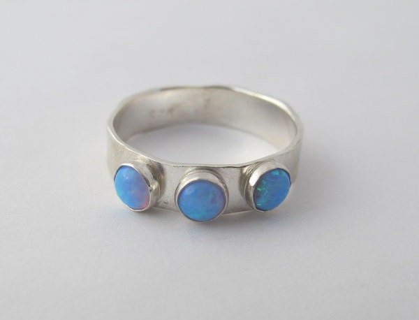 Opal Ring/ Sterling Silver Ring with Blue Opal/ Gemstone ring/Handmade