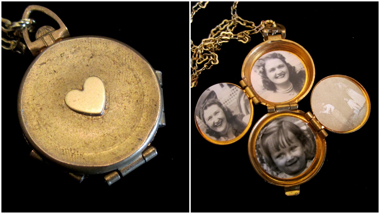 Love in My Heart - Vintage 4 Picture Locket Necklace