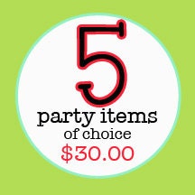 5 Five Party Items of Choice to match invitations - Print By You - by girlsatplay Etsy girls at play Il_570xn