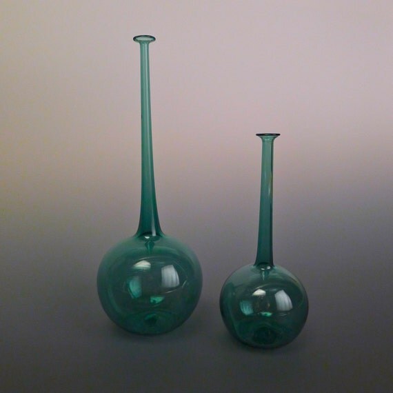 Long Neck Transparent Colored Glass Vase by JGGlassProductions