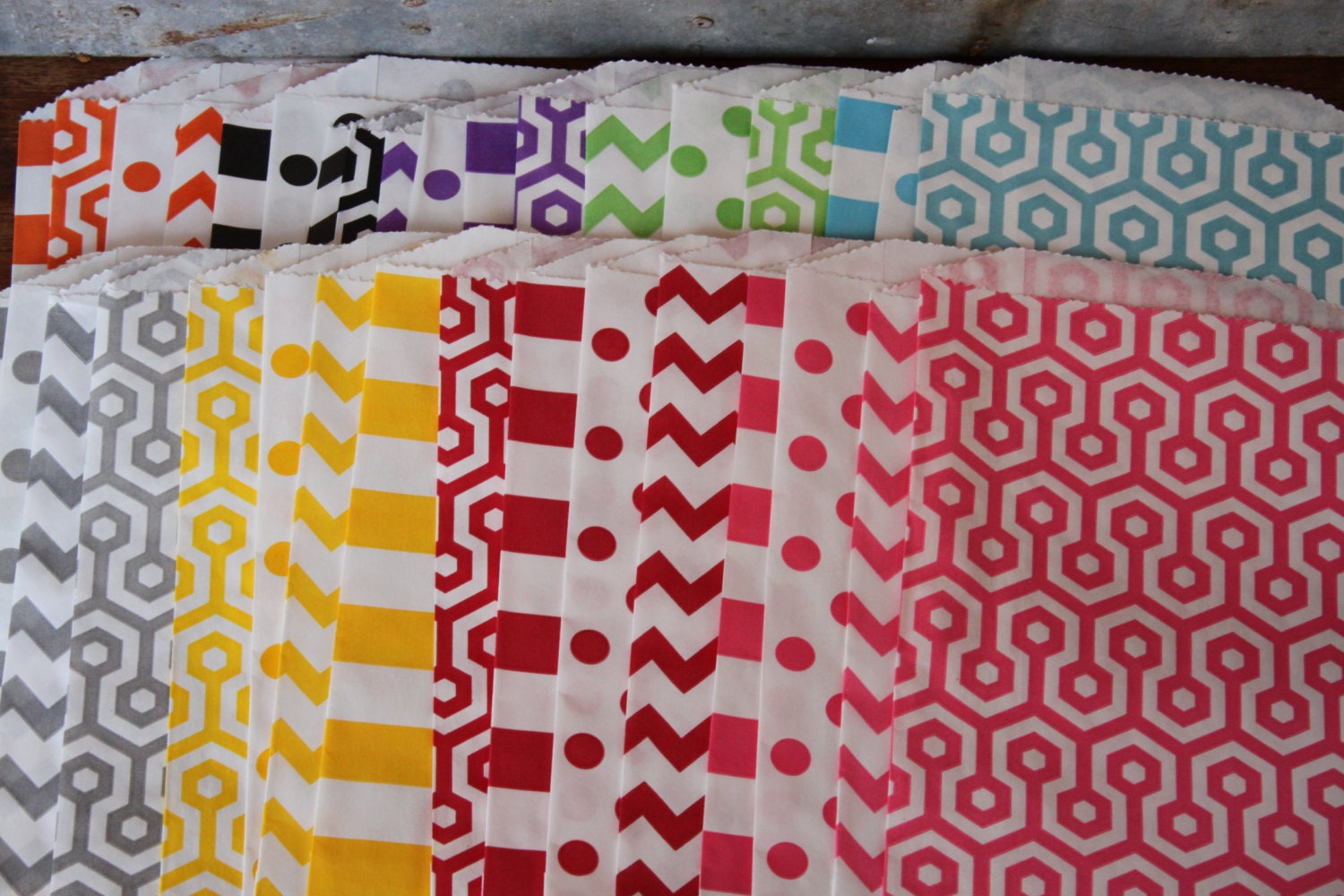 12 Treat Bags - 5 X 7.5 - You choose color and pattern Il_570xn