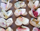 Paper hearts garlands, PEONY and ROSES Hearts, paper garland, heart garland, wedding garland, bridal shower, 40" garland - LaMiaCasa