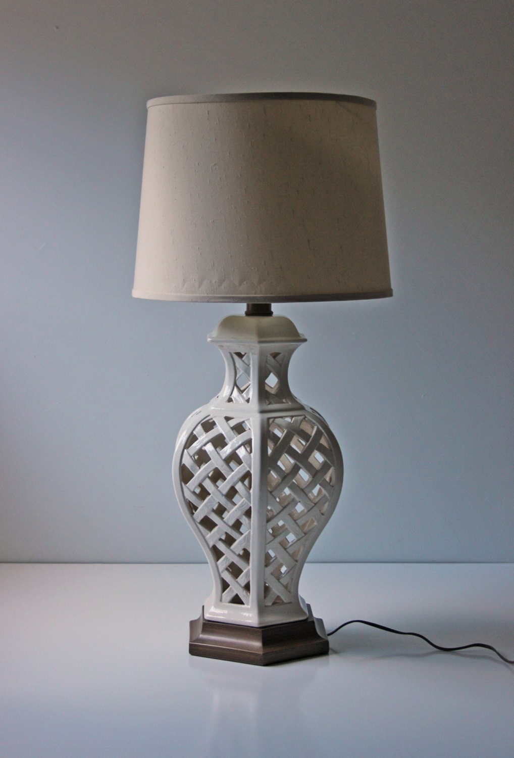 reserved.....white porcelain table lamp large by ModishVintage