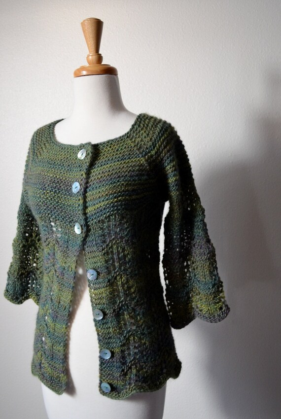 rêve 2 cardigan sweater emerald green variations hand by awkward