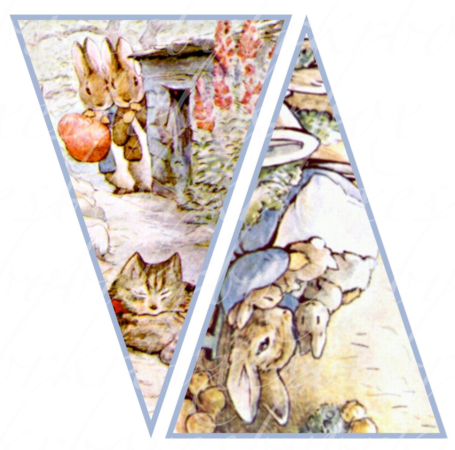 Peter Rabbit banner 10 flags 5 X 7.5 inches by boxesbybrkr on Etsy