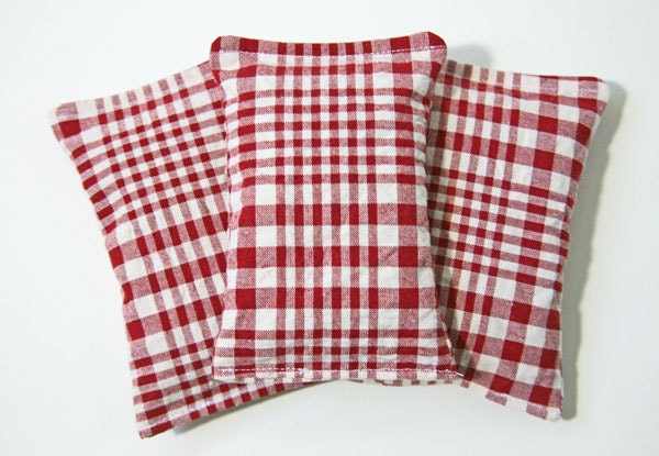 Set of 3 Sachets, Lavender Sachets, Gingham Sachet, Plaid, Red, White, Aromatherapy, Drawer Freshener, Refreshing, Country Cabin, Home - squirrelonaledgetop