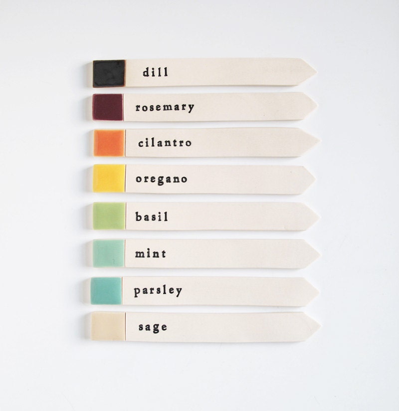 8 herb garden labels.