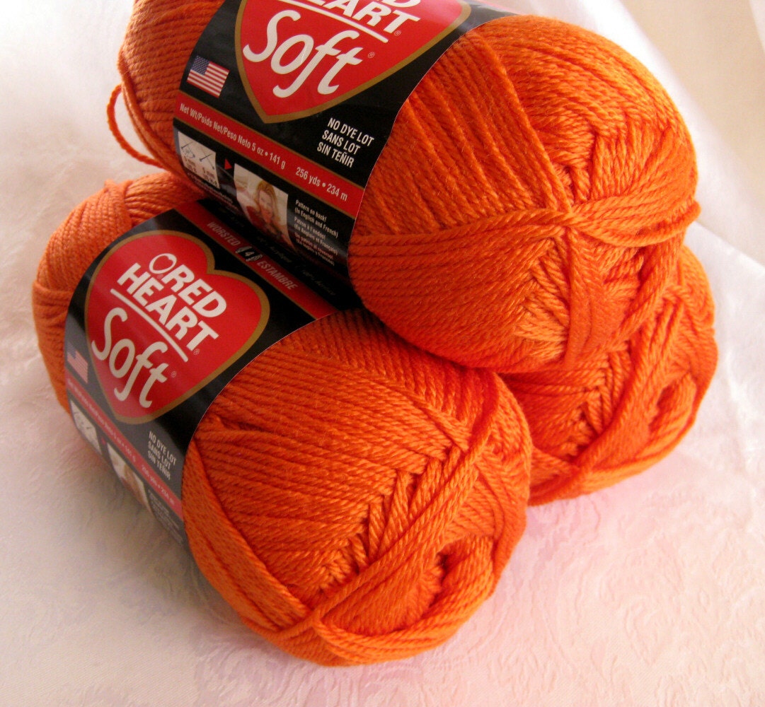 Red Heart Soft TANGERINE yarn medium worsted weight by crochetgal