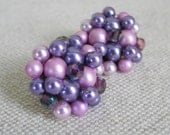 Vintage 1960s Purple Bead Earrings - KitschNCollectibles