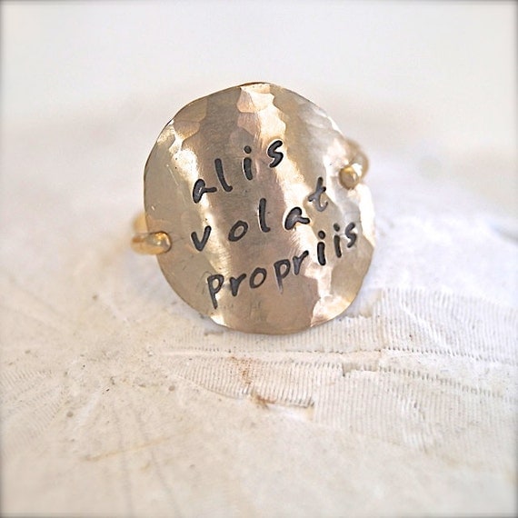 Hammered Gold Fill Ring Hand Stamped ALIS