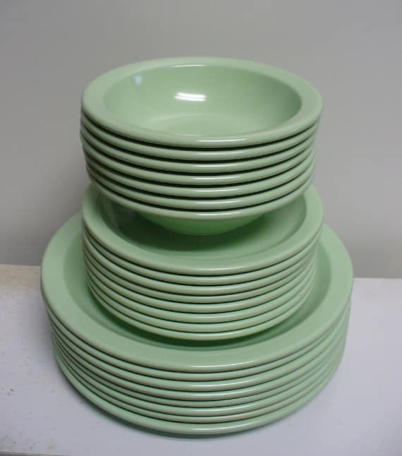 Mid Century Texas Ware Mint Green Dinner Plates By Whiteglovesetc