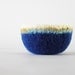 felted bowl - soft felt wool bowl in navy blue with sky blue, copper, and white rim - air plant container, ring dish, ring bowl