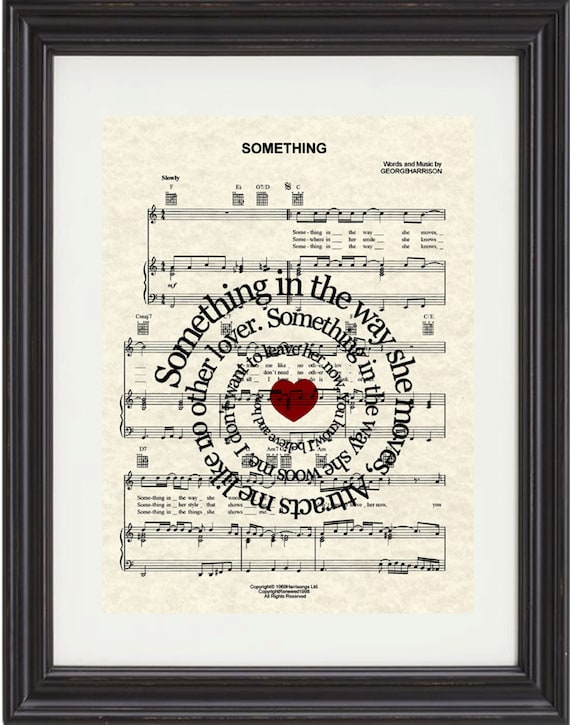 Something Song Lyric Art Print,- The Beatles, Sheet Music Print - TexasGirlDesigns