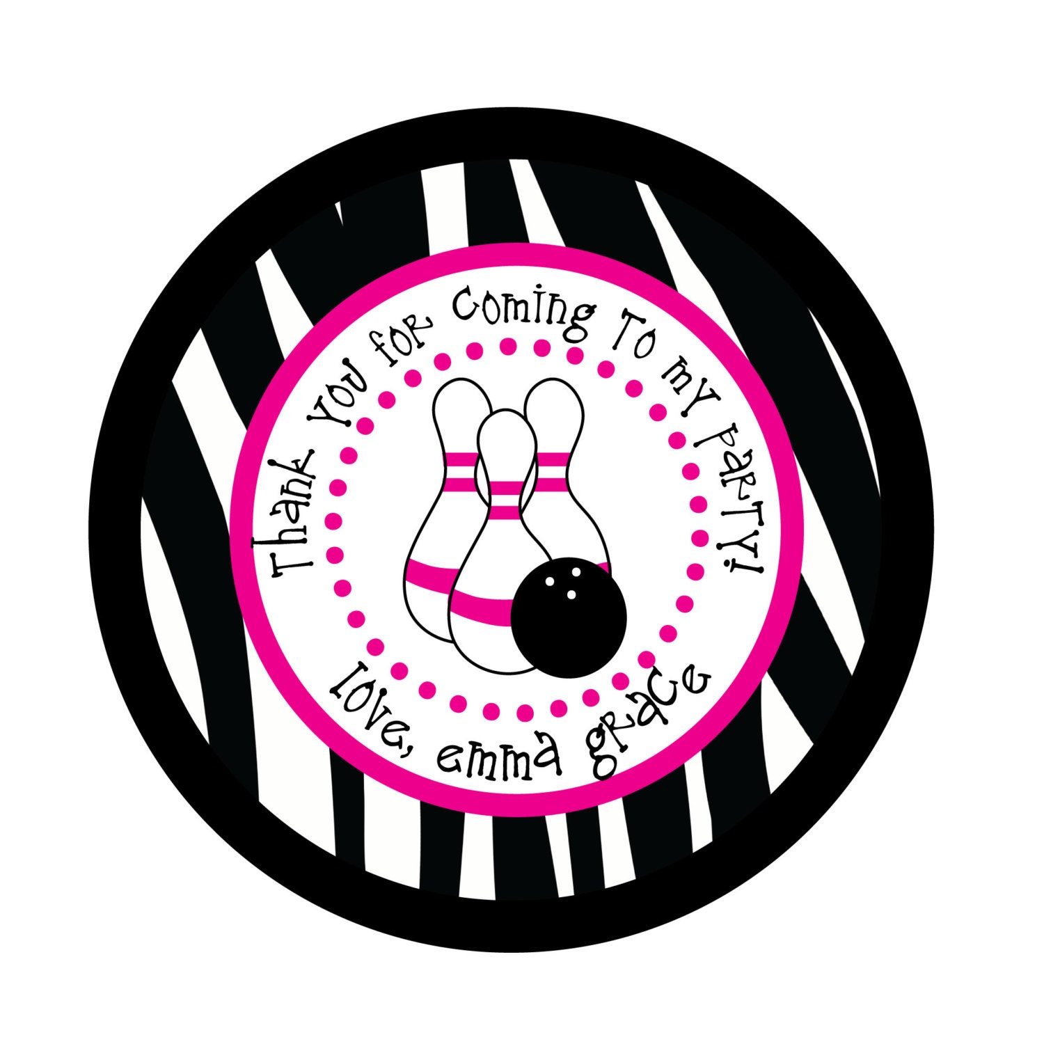 Personalized Stickers, Bowling, Treat bag, Birthday, Children, Party, Favor stickers, Seals, Labels, Sticker Set of 24 Il_570xn