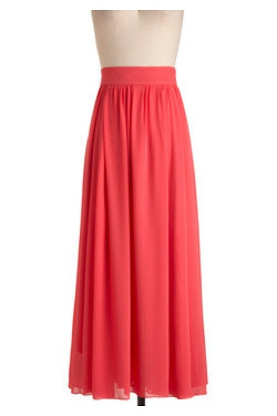 coral maxi skirt