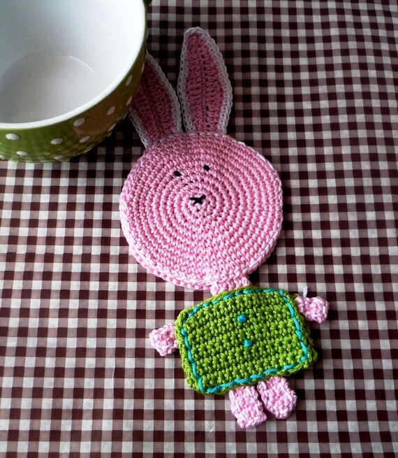 Easter Crochet Bunny Coaster 1pc by MonikaDesign on Etsy