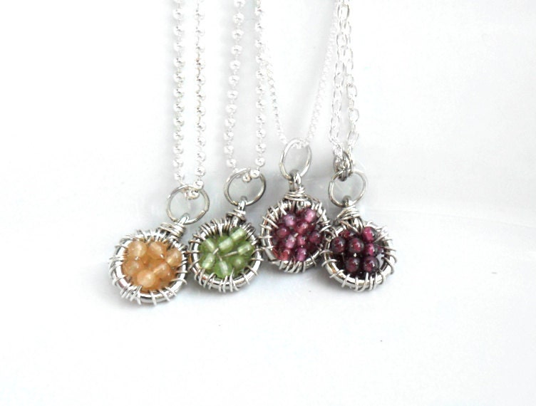 Gemstone  Pendant  Simple Necklace,  Dreamcatcher - Full of Wishes - Birthstone necklace Graduation Gift - Daniblu