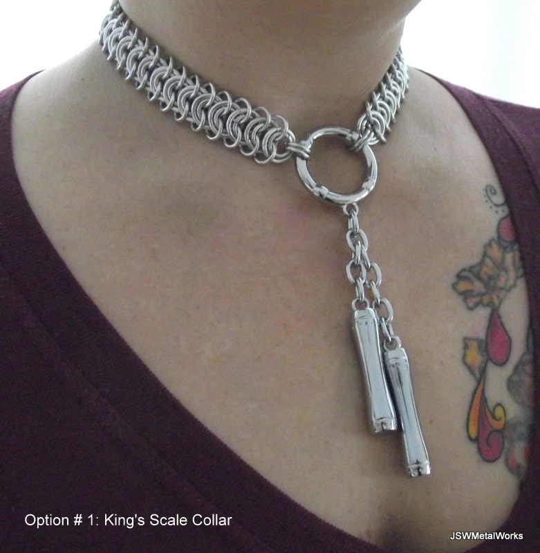 Custom Statement Chainmail Slave Collar Bdsm Collar Pendulum