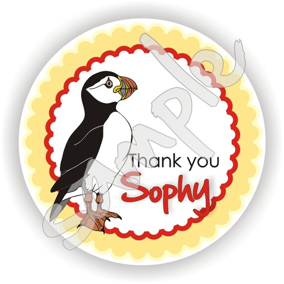 Penguin Theme - 40 Thank You 2 inch circle Stickers - Birthday - Baby Shower - Envelope Seal - Address Label - Personalized Il_570xn