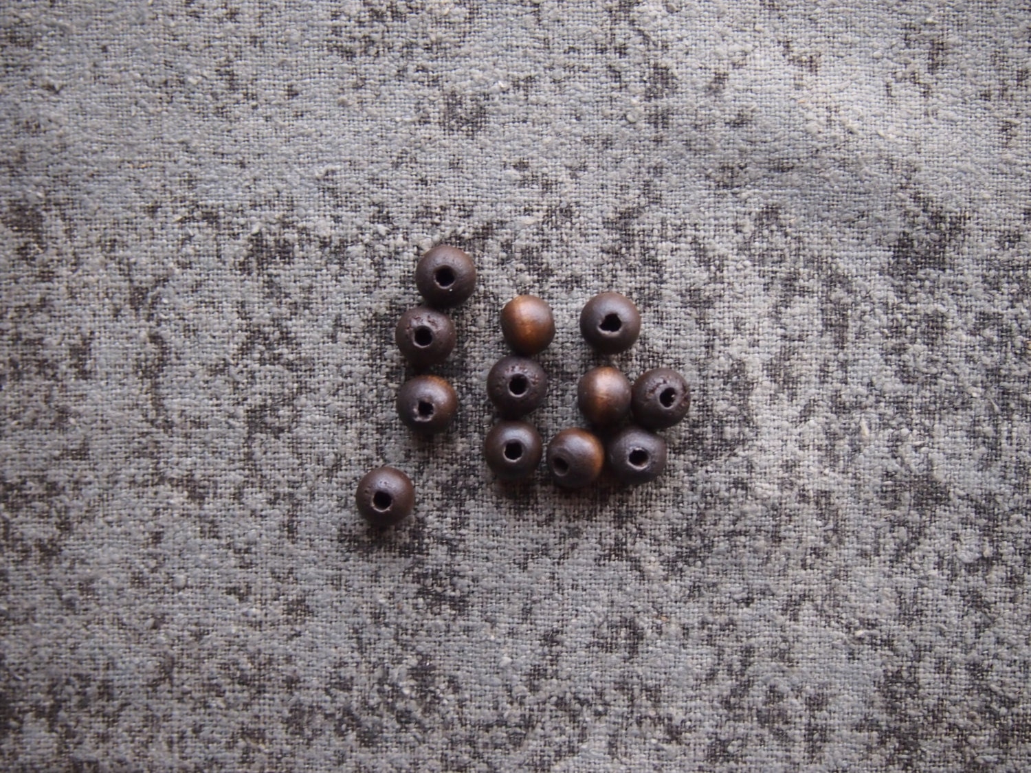 Wooden beads small round set of 12 reclaimed wood brown craft supplies - Octavi