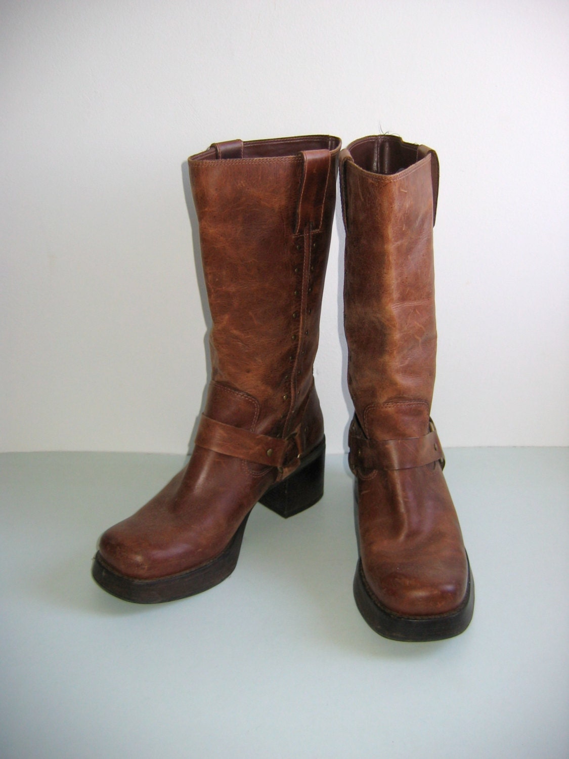 Mia Platform Hippie Boots, SHOES, Vintage. Brown leather, size 10 M ...
