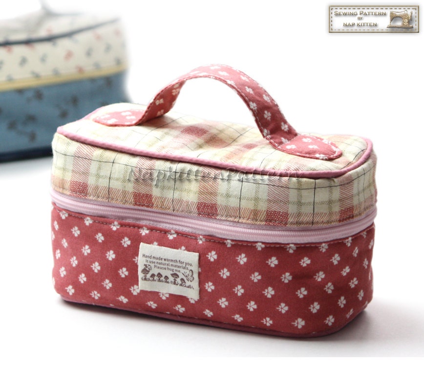 Zippered bag sewing pattern, little bucket, cosmetic bag -- PDF ...