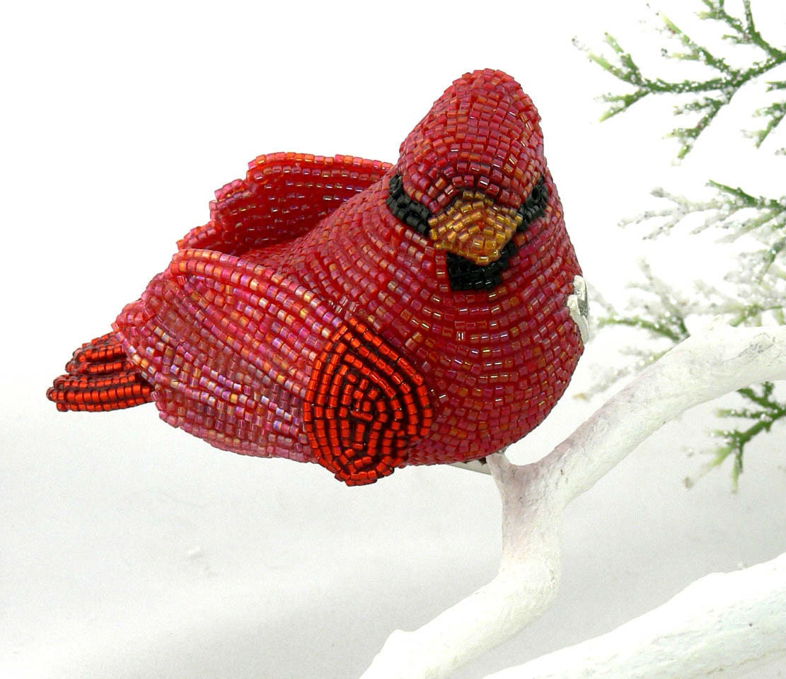 Cardinal Ornament Beaded Clip-On Decoration MADE TO ORDER