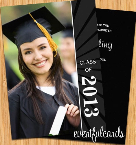 Class of 2013 Sunburst Graduation Invitation Photo Card - Print at Home or E-card Il_570xn