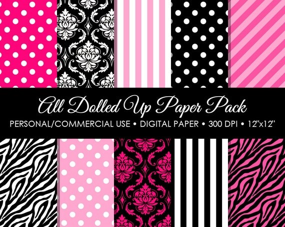 All Dolled Up Digital Printable Paper Pack - For Commercial or Personal Use Il_570xn