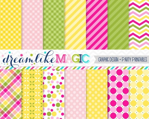 Sweet Lemonade Stand- Digital Paper Pack for Personal or Commercial Use Il_570xn