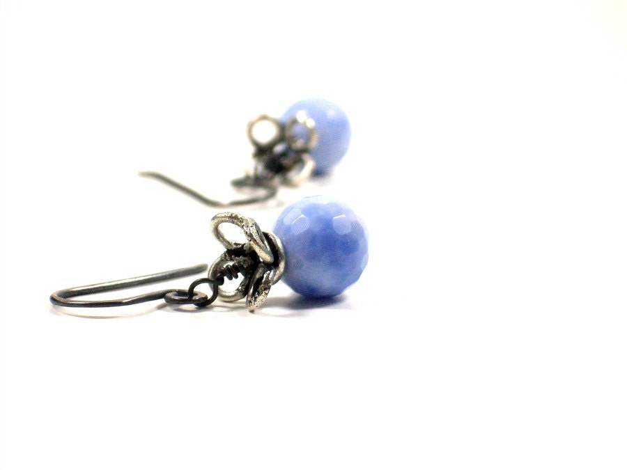 Gemstone Beaded Earrings / Artisan Boutique Jewelry / Cornflower Blue / Urban Chic /  WINSOME - Surori