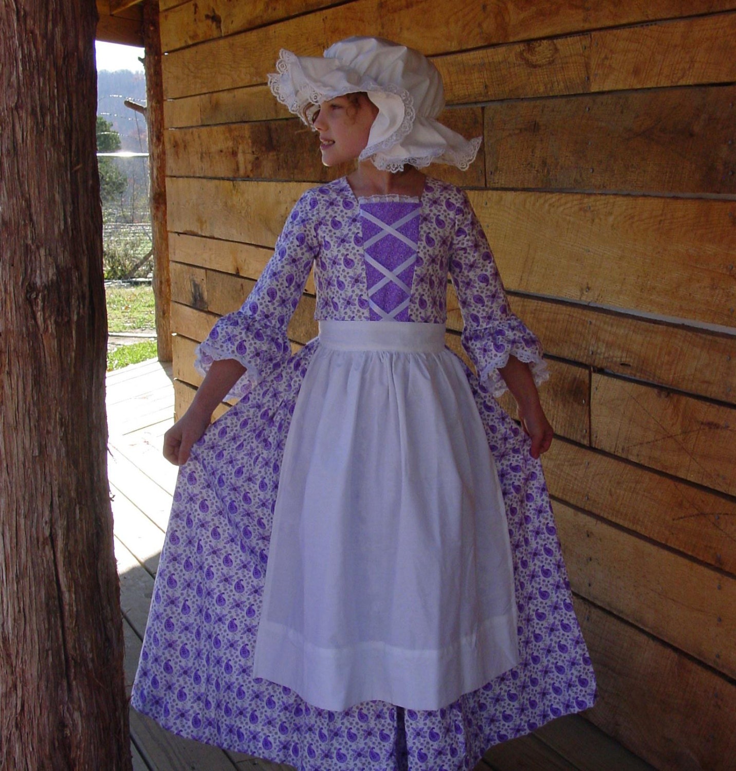 New Historical Pioneer Girl Clothing Modest Costume Colonial Day Dress