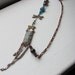 Sideways Necklace Statement Single Strand Blue Pendant